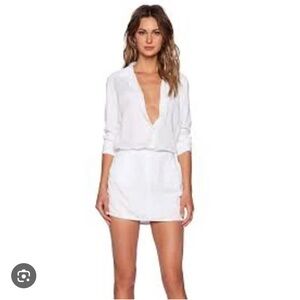 Etienne Marcel white cotton poplin shirt dress size M